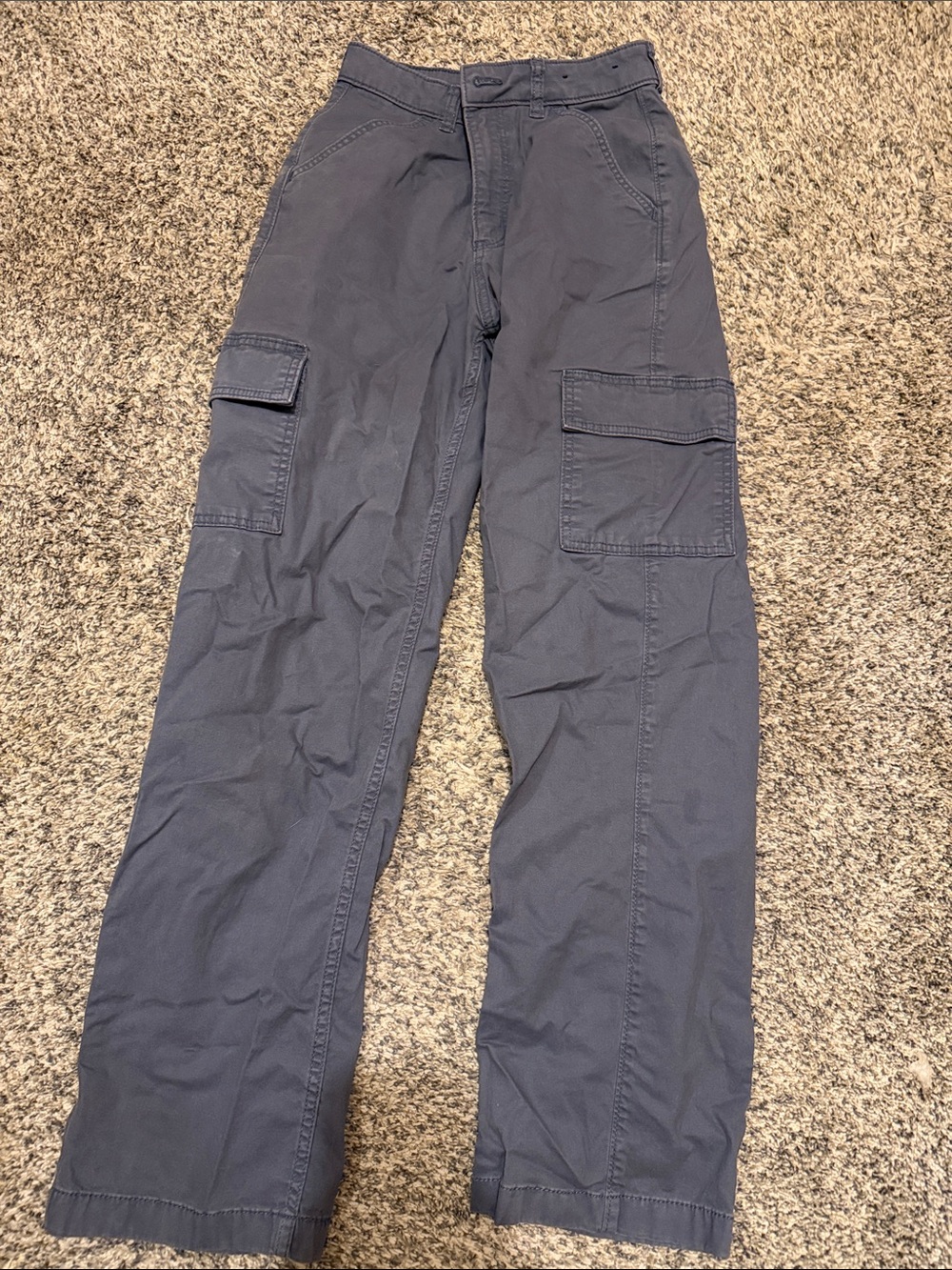 Hollister Women's Straight Leg Cargo Jeans in Charcoal Blue